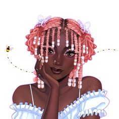 Cute Spring themes melanin character with jade braids pink pastel hair Jade Braids, Black Anime Characters, Black Cartoon, Black Art Pictures, Black Love Art, Cute Spring, Girls Cartoon Art, Black Women Art