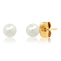 TAI JEWELRY | Pearl Stud | 4mm Classic Round Pearl Earrings For Everyday, Classic Gold Pearl Earrings For Everyday, Classic Pearl Drop Earrings, Classic Adjustable Gold Pearl Earrings, Classic Hypoallergenic Pearl Earrings, Classic Adjustable Earrings For Formal Occasions, Ruby Jane, Simple Pearl, Clover Charm