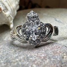 Claddagh Ring, Celtic Jewelry, Irish Jewelry, Bridal Jewelry, Ireland Gift, Promise Ring, Anniversary Gift, Girlfriend Gift, Wife Gift Claddagh Meaning, Claddagh Engagement Ring, Irish Symbols, Irish Claddagh, Celtic Design, Claddagh Rings, Heart Face, Irish Traditions, Hand Ring