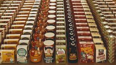 many different types of beer are on display