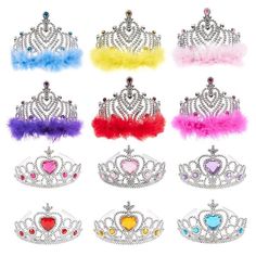 the princess tiaras are all different colors