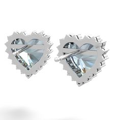 These luxurious and majestic 14K White Gold earrings feature large and brilliant heart shaped icy blue aquamarines, surrounded by {diamondcarats}. We all know nothing says I love you more than a diamond, but perhaps forty diamonds say it even louder. This very special pendant is part of a set, which includes a matching ring and pendant, creating an ensemble that will bring a smile to her face and a glow to her heart. Luxury Lab-created Sapphire Wedding Jewelry, Luxury Lab-created Sapphire Women's Jewelry, Alexandrite Jewelry, Blue Topaz Jewelry, Clean Origin, Aquamarine Earrings, Topaz Jewelry, Matching Ring, Blue Topaz Earrings