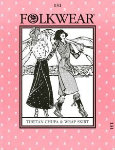 the front cover of folkwear, with an illustration of two women in long dresses