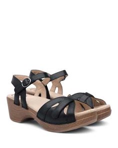 Side Black Leather Wedges, Small Boutique, Festival Bag, Leather Heels Sandals, Black Wedge Sandals, Dansko Shoes, Leather Mary Janes, Comfortable Heels, Leather Wedges