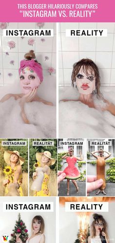 an advertisement for instagramm's beauty products, with images of women in the tub