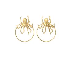 The Octupus Hoops are perfect for getting everyone's attention. Their large size makes them ideal for wearing during the day or night. They are gold or silver plated and feature our essential details. All our jewelry is handmade in Colombia, by local artisans. This piece is plated in 24-karat nickel-free gold to avoid allergies or 1,000 silver. - Measurement: length 7.5cm, width 5.5cm. - Material: bronze with 24k gold or 1,000 silver plating. - Weight: 21gr. - Technique: lost wax previously carv Clip-on Brass Hoop Jewelry, Brass Clip-on Hoop Jewelry, Unique Gold Hoop Jewelry, Gold Sterling Silver Clip-on Hoop Earrings, Gold Clip-on Hoop Earrings In Sterling Silver, Gold Unique Hoop Earrings, Unique Gold Round Hoop Earrings, Unique Yellow Gold Hoop Earrings, Unique Handmade Yellow Gold Hoop Earrings