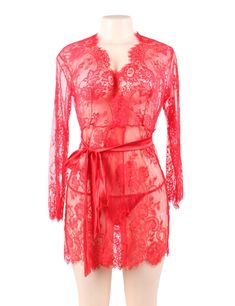 Red Eyelash Lace Sleepwear Lingerie Red Coquette Sleepwear, Red Fitted Coquette Sleepwear, Red Fitted Long Sleeve Sleepwear, Coquette Red Lace Sleepwear, Coquette Lace Red Sleepwear, Red Lace Coquette Sleepwear, Red Fitted Lace Sleepwear, Fitted Red Lace Sleepwear, Beautiful Kimonos