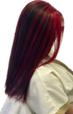 Red Hair Streaks, Black And Red Hair, Red Bob Hair, Black Red Hair, Hair Color Underneath, Cherry Hair, Vibrant Hair, Dyed Red Hair