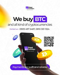 a person holding up a phone with bitcoin on it and the text, we buy