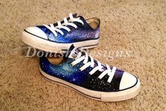 Galaxy Converse Shoes. I like the galaxy design, I've never owned a pair of converse type shoes. Converse Types, Painted Converse, All Stars Converse, Converse Style, Diy Clothing