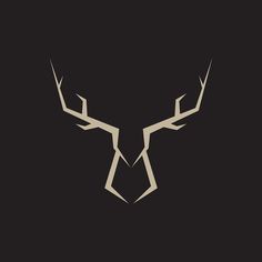 a deer's head with antlers in the center on a black background illustration