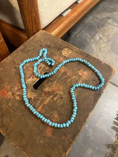 Approx 30 inch long antique Navajo turquoise bead necklace -- wonderful quality and great look -- value priced and perfect gift   Very beautiful and simple  Good piece for price Traditional Turquoise Single Strand Necklace With Round Beads, Traditional Turquoise Single Strand Beaded Necklaces, Traditional Turquoise Single Strand Beaded Necklace, Hand-strung Rustic Turquoise Necklace, Rustic Turquoise Hand-strung Necklaces, Rustic Turquoise Hand-strung Necklace, Adjustable Vintage Turquoise Necklace With Round Beads, Rustic Hand-strung Turquoise Beaded Necklaces, Rustic Turquoise Hand-strung Beaded Necklaces