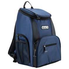 a blue backpack with the word rtic on it