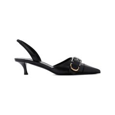 The Givenchy Voyou slingback sandals are crafted from luxurious black bull leather. With a pointed toe design, these chic sandals feature a decorative silver and golden-tone metal buckle along with a comfortable leather back strap.

- Heel height: 45mm  
- Branded insole and outsole  

- Dimensions: Heel high: 4,5cm Givenchy Sandals, Chic Sandals, Black Bull, Givenchy Women, Slides Shoes, Sandals Black, Slingback Sandal, Leather Pumps, Metal Buckles