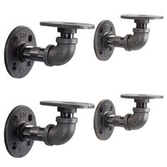 three different styles of wall mounted faucets with metal fittings on each side