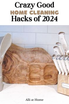 the cover of crazy good home cleaning hacks of 2014, featuring knives and spoons