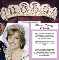 the wedding tiara, princess of wales and prince william duke of edinburgh is on display