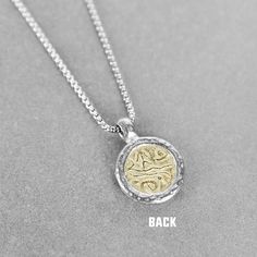 This ancient doubloon inspired necklace will give you luck on your journey. 30x22mm pendant 24 inch 2mm box chain Made of stainless steel ► For longer lasting quality, please keep jewelry dry and away from chemicals. Jewelry care instructions come with every order. ► International orders are subject to tax/duty fees. This is uncontrollable on our end. Shipping can take up to 6 weeks due to customs. ► There are no returns/exchanges on sale items, personalized items, earrings, and custom length ch Symbolic Silver Medallion Necklace Tarnish Resistant, Symbolic Silver Tarnish Resistant Medallion Necklace, Symbolic Silver Medallion Necklace, Symbolic Silver Tarnish-resistant Medallion Necklace, Medallion Necklace With Box Chain As Gift, Ancient Style Coin Necklace With Round Pendant, Ancient Style Round Pendant Coin Necklace, Round Pendant Medallion Necklace On Box Chain As Gift, Ancient Style Round Pendant Necklace For Gift