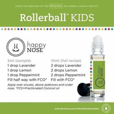 doTERRA| Happy Nose| Essential Oil Roller Bottle Recipes, Roller Bottle Recipes, Essential Oils For Babies, Essential Oil Roller Balls