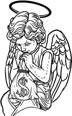 an angel with money in his hands