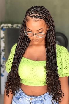 braid hairstyles, hairstyles 2023, hair trends Spiraled Ends Braids, Cornrows With Curly Ends, New Trending Braids Hairstyles, Box Braids Crochet Hairstyles, Half Braids Half Curls, Intricate Cornrows, Box Braids Curly Ends, Neat Hairstyles, Fairy Hairstyle