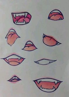 Mouths Drawing Cartoon, Vampire Mouth Drawing Reference, Scared Mouth Drawing Reference, How To Draw Lips With Teeth, Oc Mouth Ideas, Cocky Smile Drawing Reference, Female Smile Drawing Reference, Mouth Art Styles, Female Mouth Drawing Reference