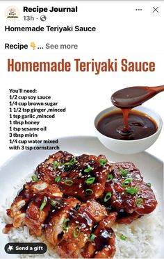 Home Made Teriyaki Sauce, Teryaki Sauce, Teriyaki Sauce Recipe, Homemade Sauce Recipes, Asian Sauce, Homemade Teriyaki Sauce, Teriyaki Sauce