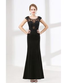 Shop Floor Length Petite Black Formal Dress With Beading Lace Top online. Custom-made any plus size or color. Pro since 2009. Black Mermaid, Formal Evening Dress, Black Dress Formal, Custom Size Dresses, Dress Silhouette, Gorgeous Gowns, Evening Dresses Long, Formal Evening Dresses, Petite Dresses