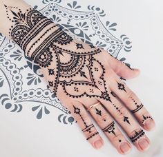 a henna tattoo on the palm of someone's hand