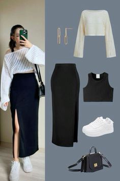 #midi skirts ideas# Pencil Skirt Outfits Casual, Womens Skirt Outfits, Skirt Tulle, Dressy Casual Outfits, Pencil Skirt Outfits, Casual College Outfits, Everyday Fashion Outfits, Casual Day Outfits