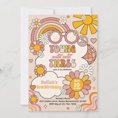 a birthday card with flowers and sunflowers on the front, in pastel colors