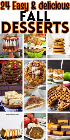 many different desserts are shown with the words, easy and delicious desserts