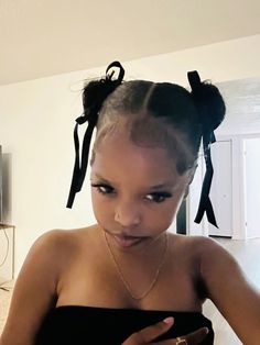 two buns, bow hairstyles, black inspo Hairstyles With Bows, Two Buns Hairstyle, Bow Hairstyles, Two Buns, Quick Natural Hair Styles, Type 4 Hair, Bow Hairstyle, Protective Hairstyles Braids, Hairdos For Curly Hair