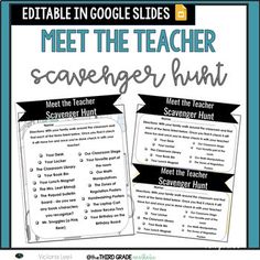 editable in google slides meet the teacher scavenger hunt