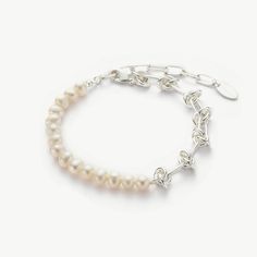 Molten Baroque Pearl Twisted Chain Bracelet in Platinum Twisted Chain, Pearl Heart, Chain Links, Gold Bracelet Chain, Gold Brass, Pearl Drop Earrings, Gold Platinum, Pearl Drop, Baroque Pearls