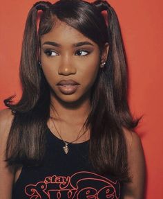 hairstyles hair inspo swoop ponytails half up half down 90s theme shoot photo shoot 2000s Hairstyles, 90’s Hairstyles, Flat Iron Hair Styles, Natural Hair Styles Easy, Hair Ponytail Styles, Ponytail Styles