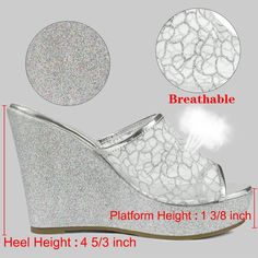 These platform wedge-heel slide sandals have a mesh upper and glitter wedge heels to add a touch of style to your everyday look. Excellent for going shopping or going out with friends. It is easy to pair with your favorite dress shirts and shorts for a chic and fashionable look. Good options for parties, sweet dating, shopping, festivals, banquets, office outfits, casual wear, and daily outfits. Shirts And Shorts, Going Shopping, Mesh Heels, Platform Wedge Heels, Footbed Sandals, Rubber Shoes, Open Toe Shoes, Platform Heel, Platform Wedge Sandals