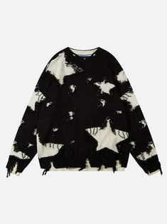 Aelfric Eden Star Distressed Fringe Sweater – Aelfric eden Cosmic Fashion, Distressed Knit Sweater, Sweater Star, Distressed Knit, Star Hoodie, Patchwork Sweater, Distressed Sweaters, Fringe Sweater, Star Sweater