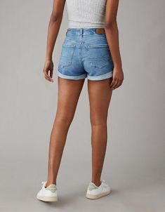 AE Stretch Denim Mom Short Trendy Summer Jeans For Elevated Casual Occasions, Trendy Summer Jeans For Casual Events, Trendy Elevated Casual Summer Jeans, High Waist Jeans For Elevated Casual Summer, High Waist Jeans For Elevated Summer Casual, Casual Denim Mom Fit Bottoms, Casual High Rise Relaxed Fit Jean Shorts, Casual High Rise Jean Shorts With Relaxed Fit, Casual High Rise Jean Shorts