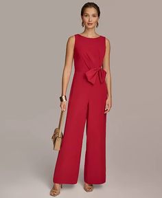 Elevate your wardrobe with this Women's Bow-Trim Straight-Leg Jumpsuit in Metropolit Red. Perfect for any occasion, this chic and stylish jumpsuit features a flattering straight-leg cut and elegant bow detailing. Its vibrant Metropolit Red hue adds a bold, sophisticated touch to your look. Ideal for date nights, parties, or casual outings, this versatile piece combines comfort and fashion effortlessly. Shop now for a standout outfit that will turn heads! Jumpsuits Wedding, Dress And Accessories, Wedding Jumpsuit, Date Nights, Holiday Looks, Wedding Attire, Wedding Shop, Formal Dress