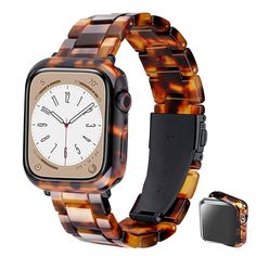 PRICES MAY VARY. Resin Band with bumper perfect fit for apple watch 41mm Series 9 8 7. Replacement for Apple Watch Band Suitable for 5''-7.67'' Wrist circumference. Removal tool kit included in the package, easy to remove the links and provide the best wearing experience. Water resistant: in general-suitable for wash hands; swimming and snorkeling, but not scuba diving. Luxury, nobility, elegance and durability style enough for work and stylish enough for a traveling. Exclusive folding clasp and Classic Brown Apple Watch Band For Everyday Use, 45mm Apple Watch Band, Modern Brown Apple Watch Band For Everyday Use, Brown Adjustable Apple Watch Band For Everyday, Tortoise Shell Apple Watch Band, Apple Watch 42mm, Iwatch Apple, Apple Watch 38mm, Series 3