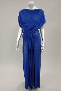 Goddess Gown, Bianca Jagger, Long Blue Dress, Gown Inspiration, Blue Gown, Vintage Couture