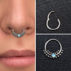 "Titanium septum clicker ring. This listing is for a single item. ITEM MEASUREMENTS: Available gauges (thickness of wire): 18g, 16g, 14g Available inner diameters: 8mm, 10mm, 12mm Gemstone size: 2mm MATERIALS USED: We create this jewelry using highest quality implant grade 23 Titanium (ASTM F-136) - best choice for people with sensitive skin. However, pure titanium version can be made upon request. SHIPPING & HANDLING: We will pack your jewelry with great care. It will come in a small and ve Internally Threaded Metal Hoop Septum Ring, Adjustable Sterling Silver Hoop Septum Ring, Metal Hoop Nose Rings, Silver Internally Threaded Hoop Septum Ring, Nickel Free Metal Hoop Septum Ring, Nickel-free Metal Hoop Septum Ring, Hypoallergenic Silver Hoop Nose Rings, Silver Hoop Septum Ring Gift, Internally Threaded Silver Hoop Nose Rings