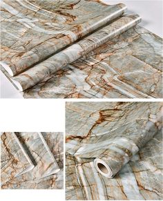 an image of marble wrapping paper on the floor and in front of it, with different angles