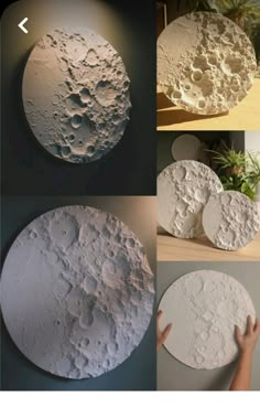 four pictures of different shapes and sizes of the moon