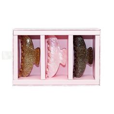 Give the gift of Emi Jay this holiday season. The beautifully boxed limited-edition set includes 3 bestselling Big Effing Clips for yourself or your BFF. • Box Dimensions: 5 1/4" × 8" × 2 3/4" • 3 × Big Effing Clips • Sagittarius • Pink Sugar • Scorpio • Clip Width: 4" Hair Clip • Custom biodegradable acetate • Imported • This item is excluded from discounts & promotions• $102 USD Value Emi Jay, Routine Tips, Beauty Routine Tips, Hair Gift, Free Spirit Style, Cocktail Set, Pink Sugar, Box Dimensions, Hair Claws & Clips