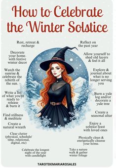 a poster with the words how to celebrate the winter solstice in english and spanish