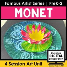 a plate with a flower on it and the words monet written in front of it