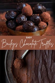 chocolate truffles on a plate with the words easy baby's chocolate truffles