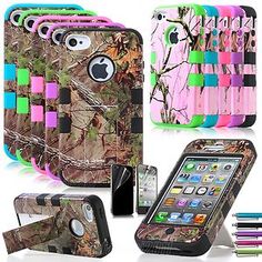 the case is made out of realtree camo and has neon colored clips on it